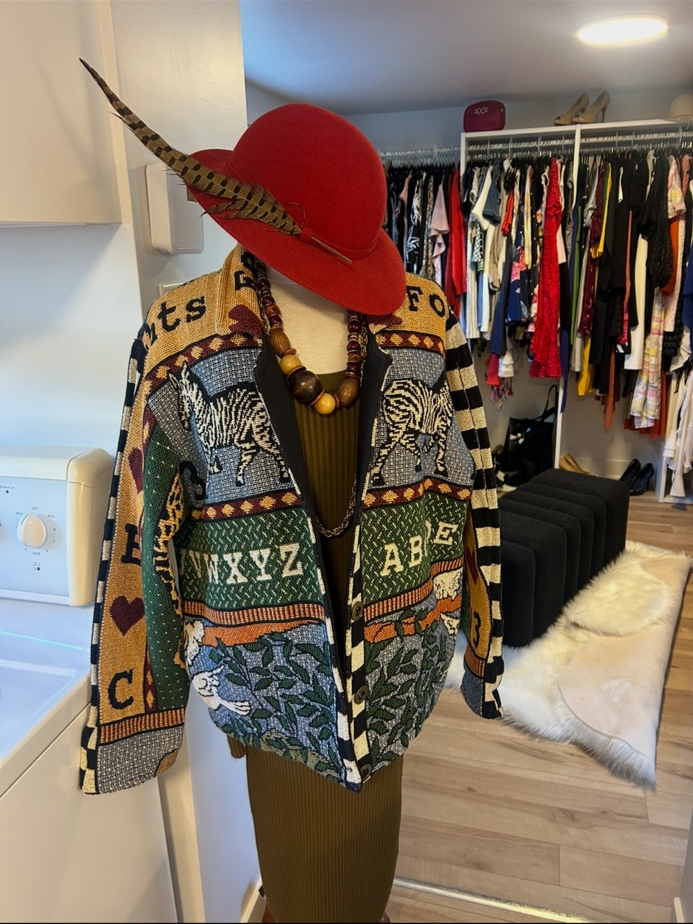 Gorgeous Multi Coloured Vintage Patterned Knit Cardigan ❤️O/S